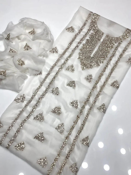 Party Wear Luxury Chiffon with Gotta Work – Unstitched 2 Piece Suit