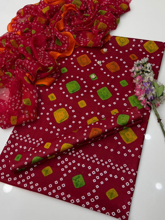 Trendy All-Over Digital Chunri Print Lawn Dress for EID, Everyday and Party Use