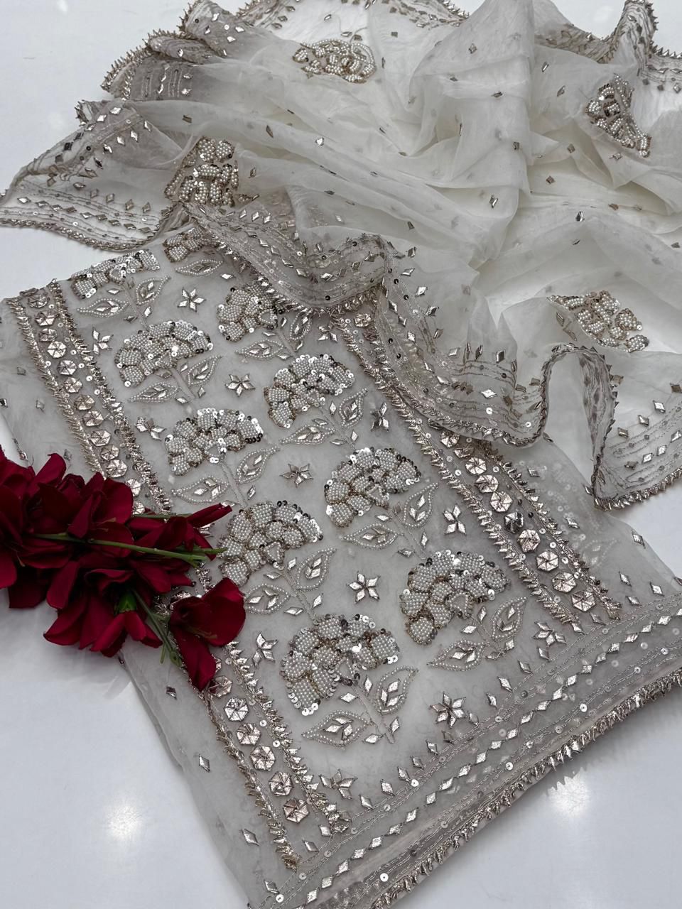 Pure Organza Aari Work 2pc