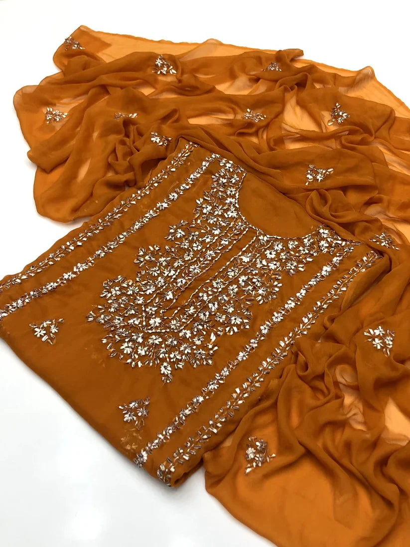 Party Wear Luxury Chiffon with Gotta Work – Unstitched 2 Piece Suit