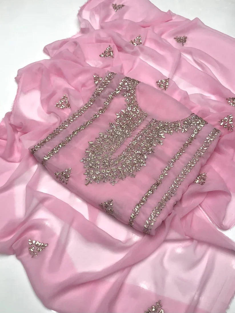 Party Wear Luxury Chiffon with Gotta Work – Unstitched 2 Piece Suit