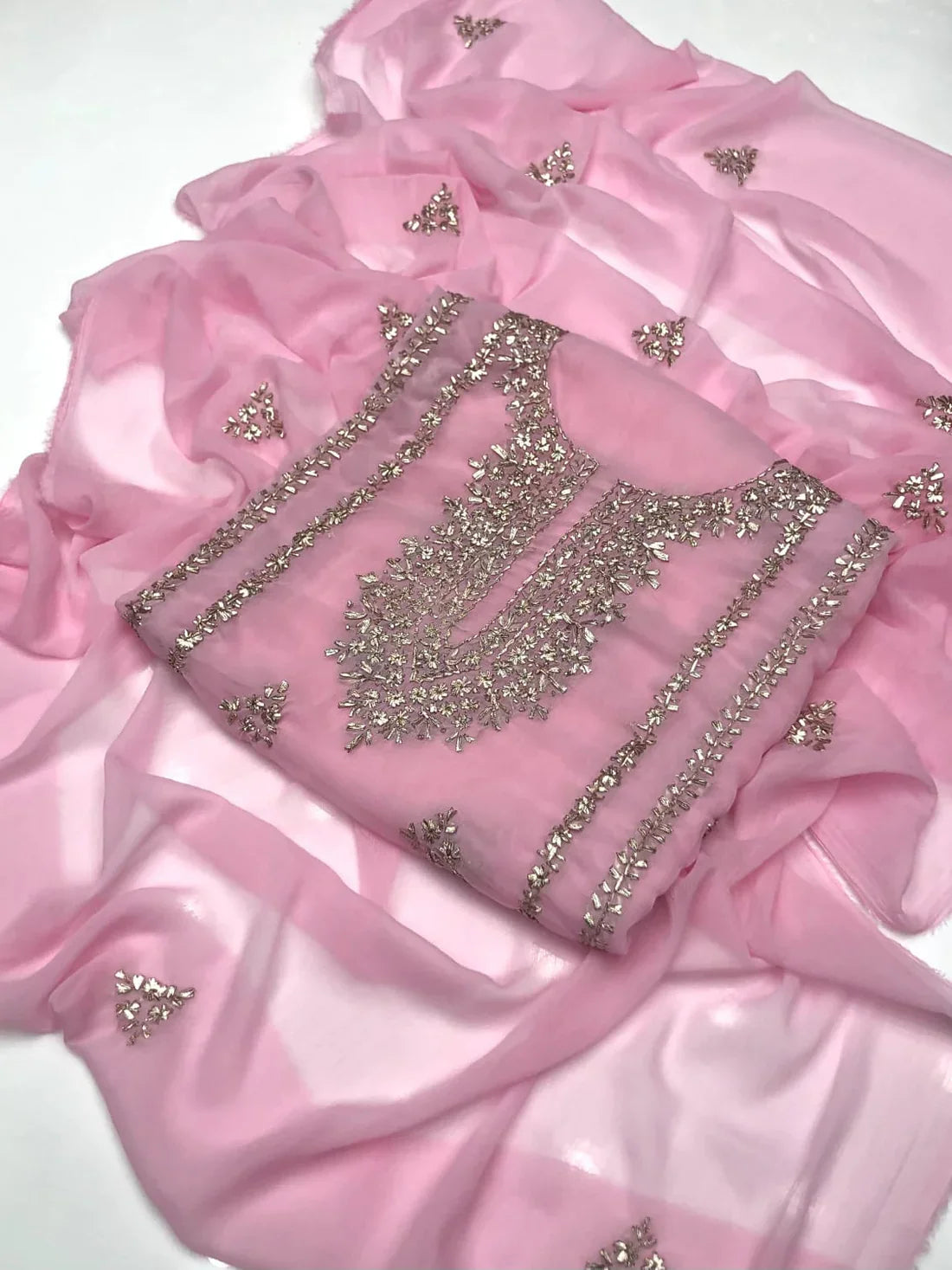 Party Wear Luxury Chiffon with Gotta Work – Unstitched 2 Piece Suit