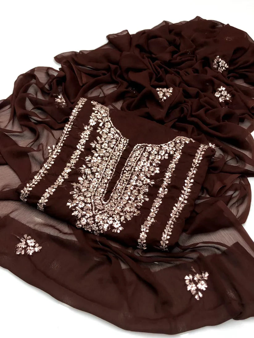 Party Wear Luxury Chiffon with Gotta Work – Unstitched 2 Piece Suit