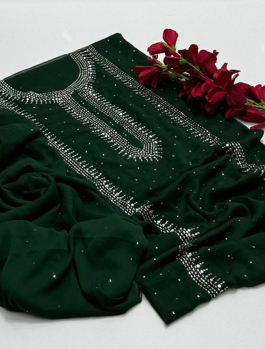 Handmade mukesh work on soft krinkle shifoon 2pc