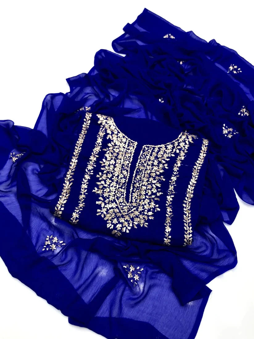 Party Wear Luxury Chiffon with Gotta Work – Unstitched 2 Piece Suit