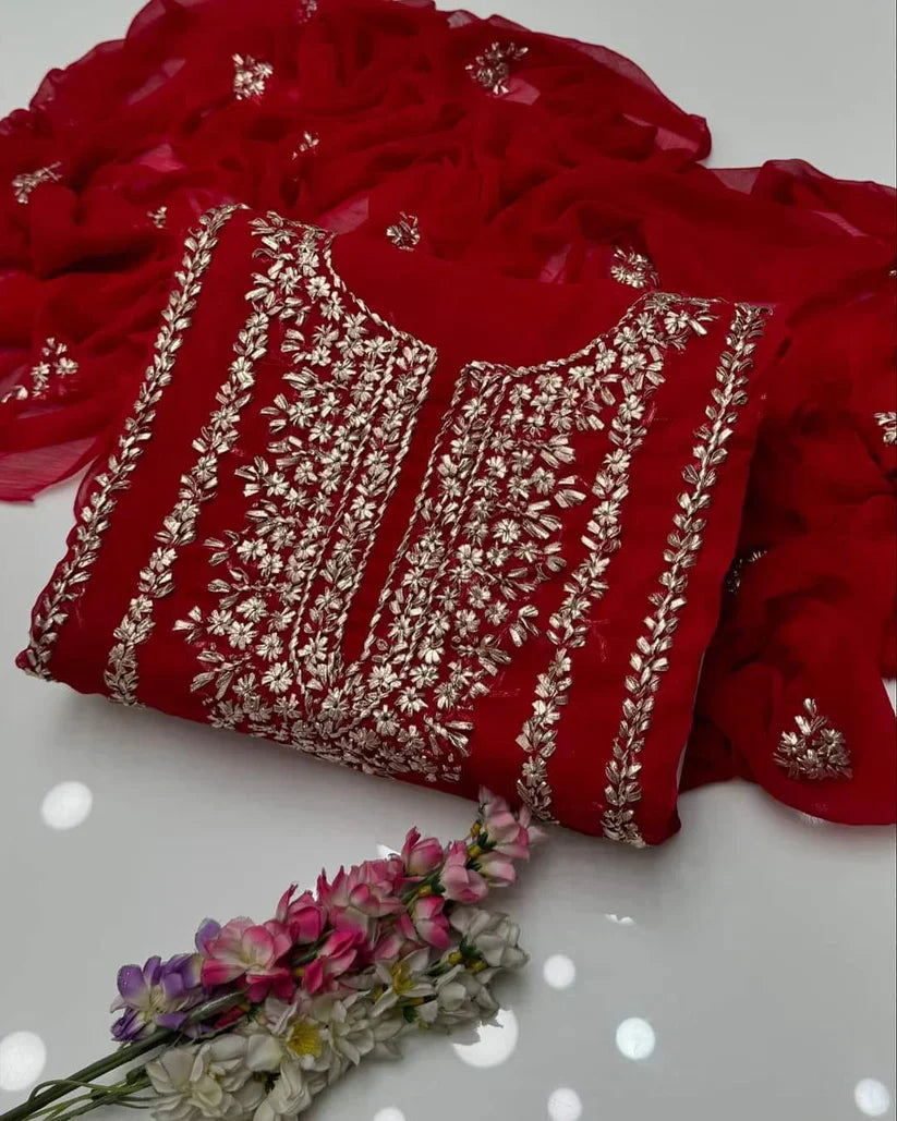 Party Wear Luxury Chiffon with Gotta Work – Unstitched 2 Piece Suit
