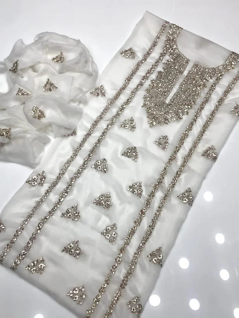 Party Wear Luxury Chiffon with Gotta Work – Unstitched 2 Piece Suit