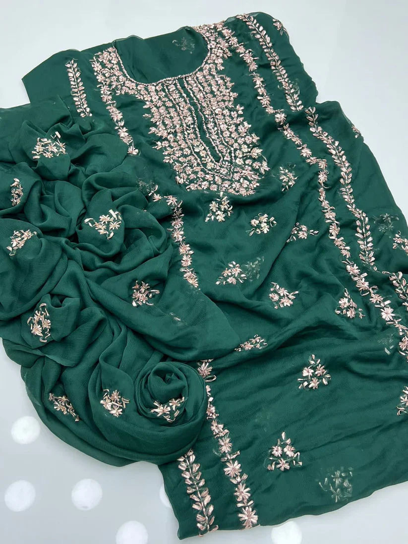 Party Wear Luxury Chiffon with Gotta Work – Unstitched 2 Piece Suit