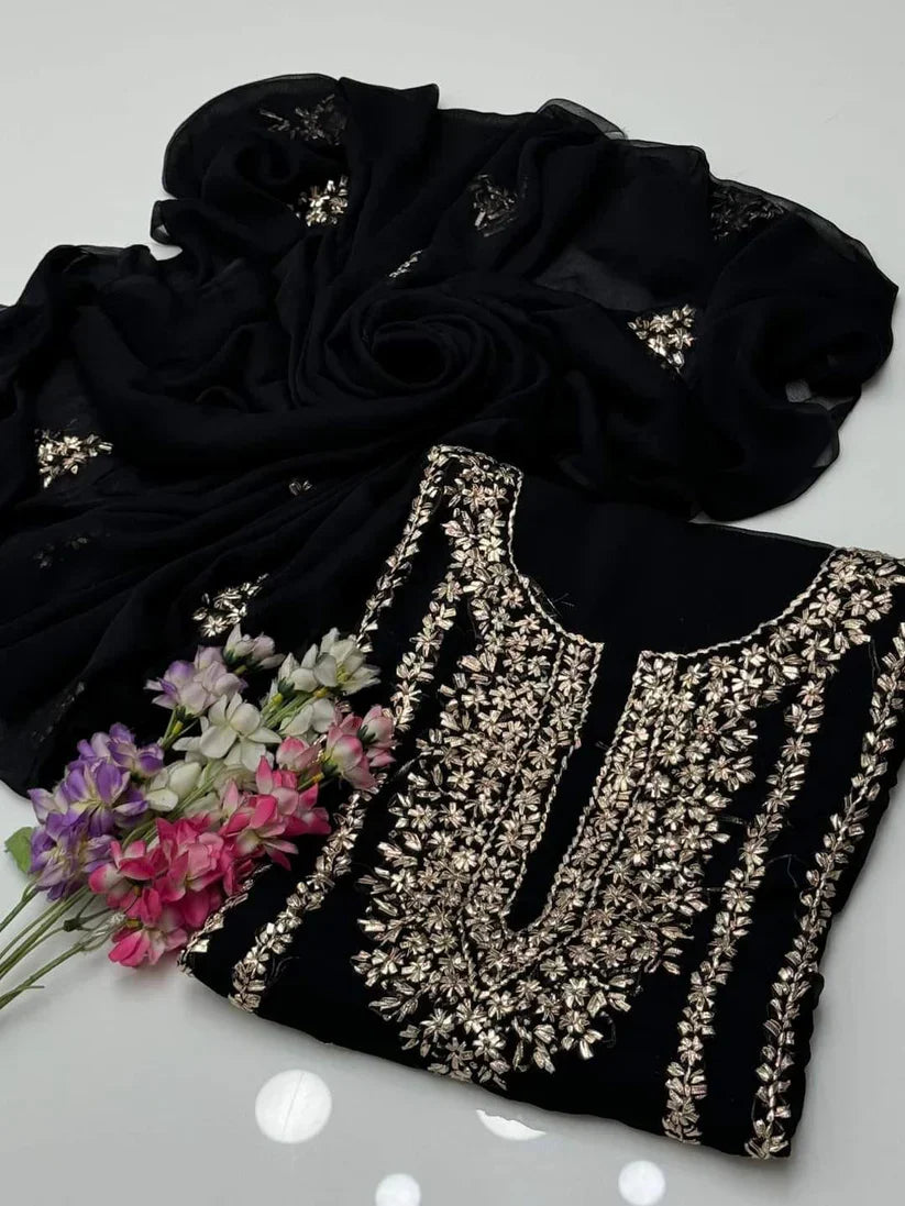 Party Wear Luxury Chiffon with Gotta Work – Unstitched 2 Piece Suit