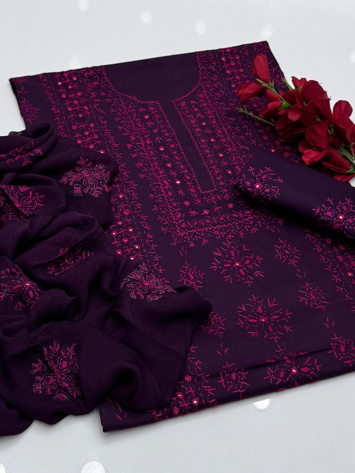 Handmade pakka Tanka & Original work on pure Lawn Fabric
