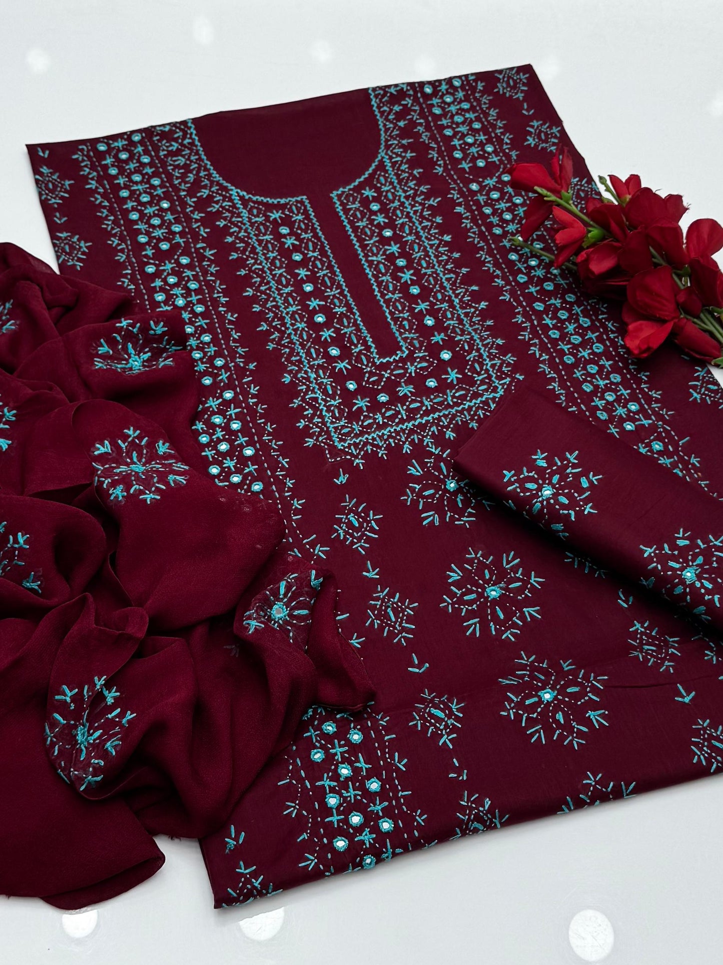 Handmade pakka Tanka & Original work on pure Lawn Fabric