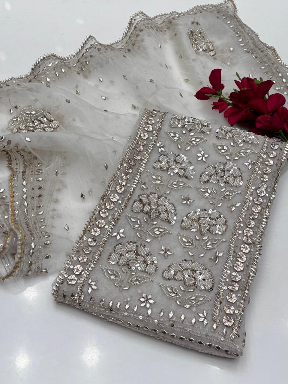 Pure Organza Aari Work 2pc
