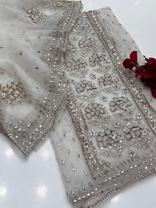Pure Organza Aari Work 2pc