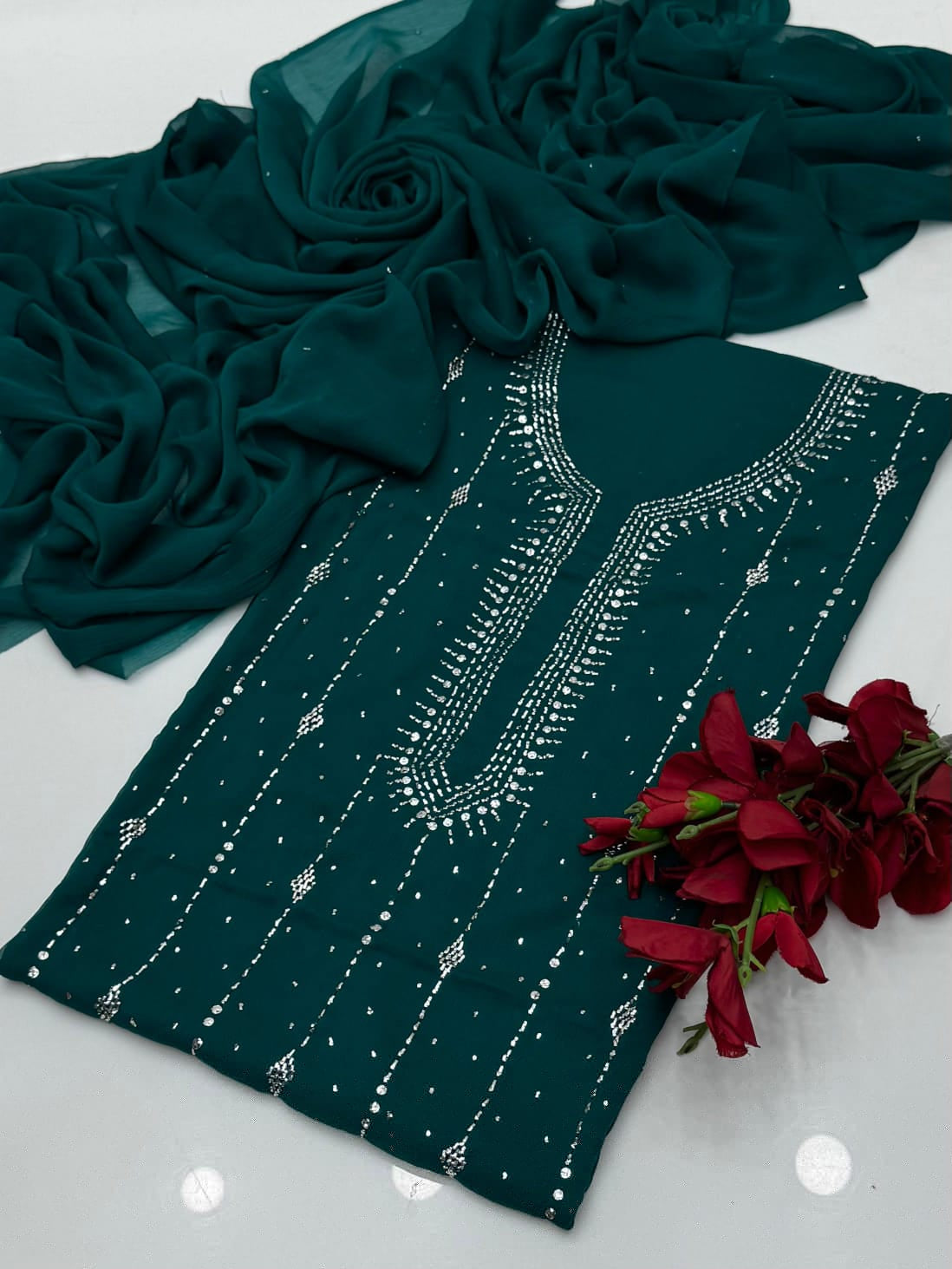 Barfi Mukesh Work On Soft Krinkle Chifoon 2pc Dress 👗