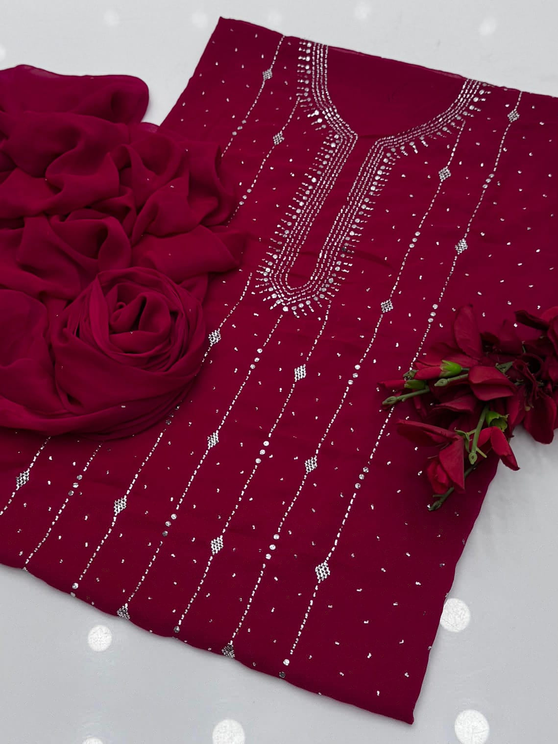 Barfi Mukesh Work On Soft Krinkle Chifoon 2pc Dress 👗