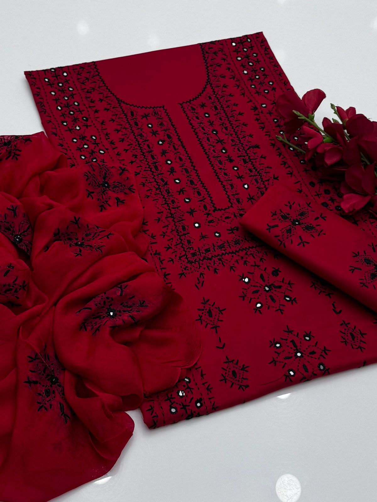 Handmade pakka Tanka & Original work on pure Lawn Fabric