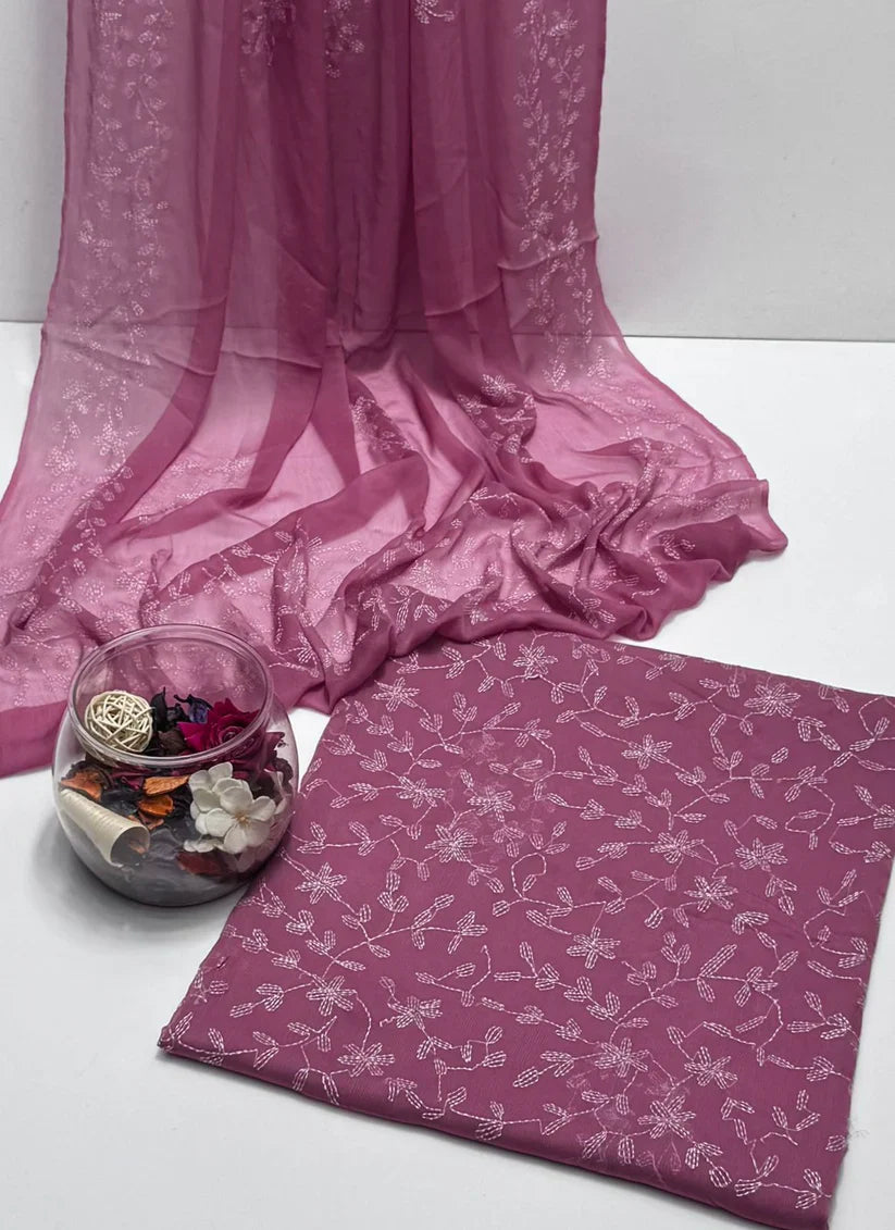 2 Pce Chiffon Handmade Sippi Jall Work